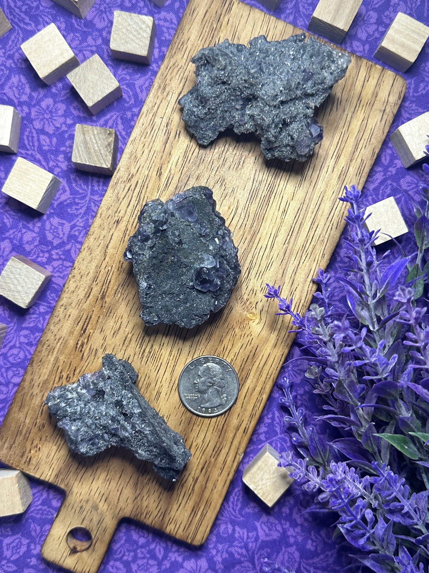 Raw Purple Fluorite on Matrix Tanzanian Fluorite Specimen Multiple Size Crystal Raw High Quailiy Octahedral Flourite Crystal With Free Gift