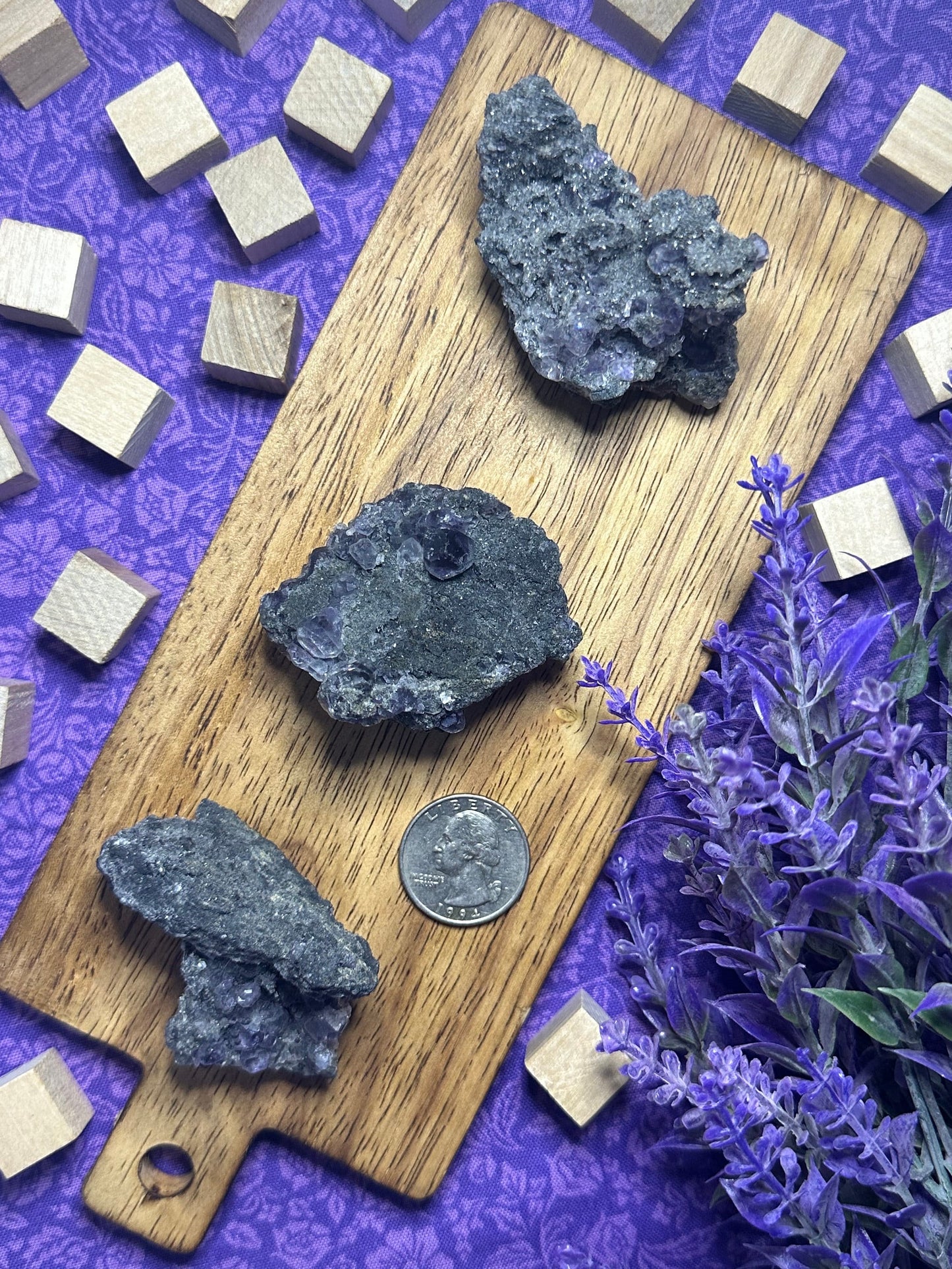 Raw Purple Fluorite on Matrix Tanzanian Fluorite Specimen Multiple Size Crystal Raw High Quailiy Octahedral Flourite Crystal With Free Gift