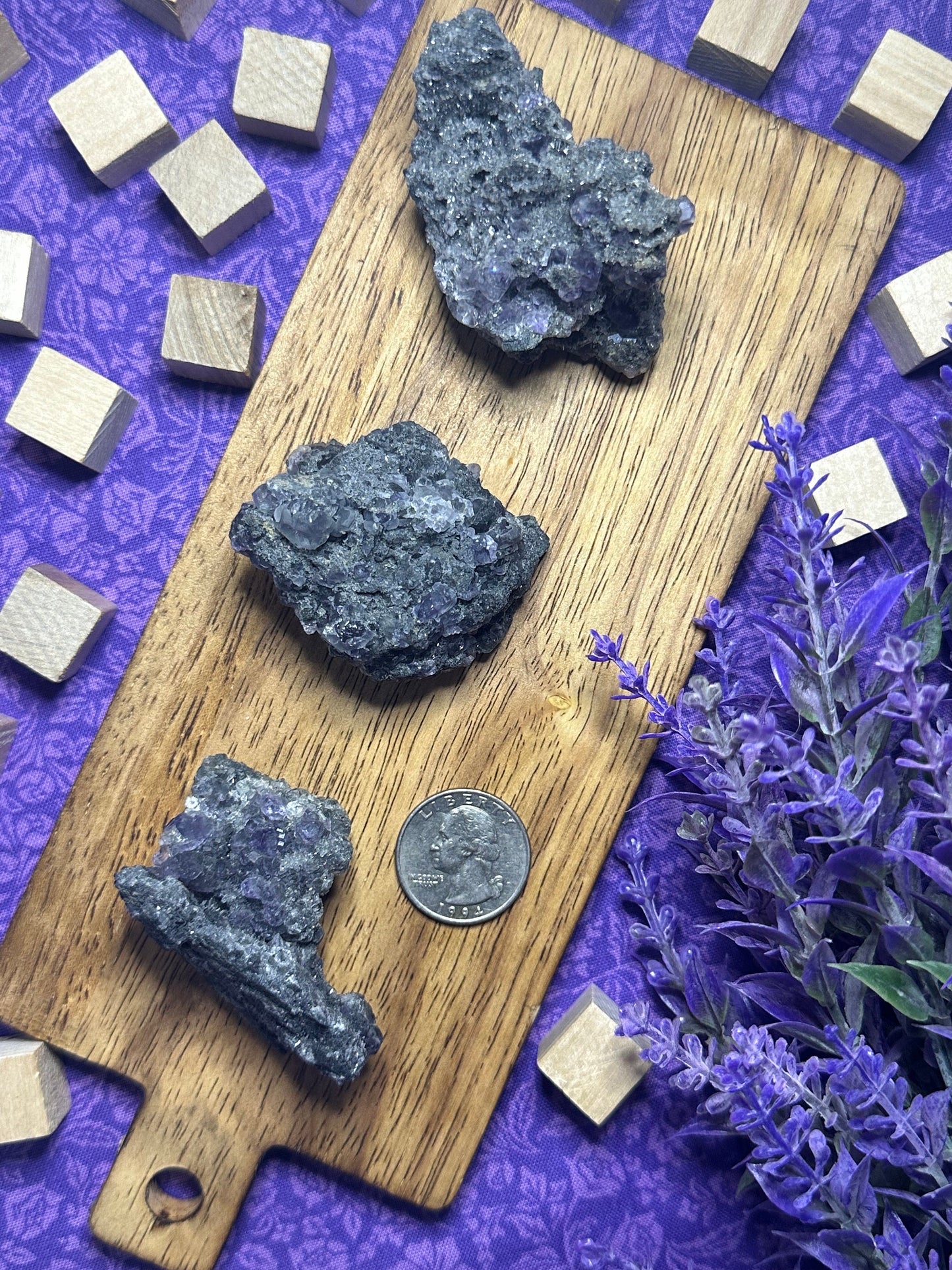 Raw Purple Fluorite on Matrix Tanzanian Fluorite Specimen Multiple Size Crystal Raw High Quailiy Octahedral Flourite Crystal With Free Gift