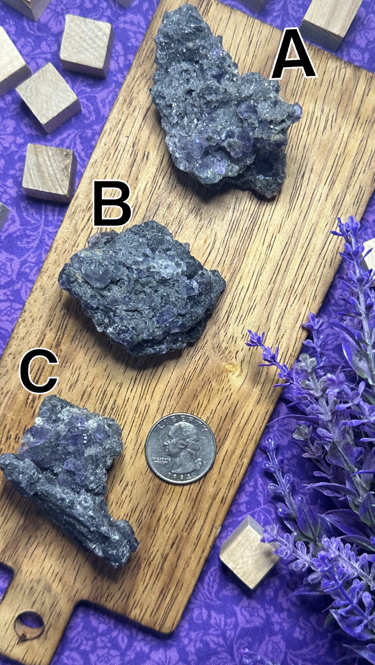 Raw Purple Fluorite on Matrix Tanzanian Fluorite Specimen Multiple Size Crystal Raw High Quailiy Octahedral Flourite Crystal With Free Gift