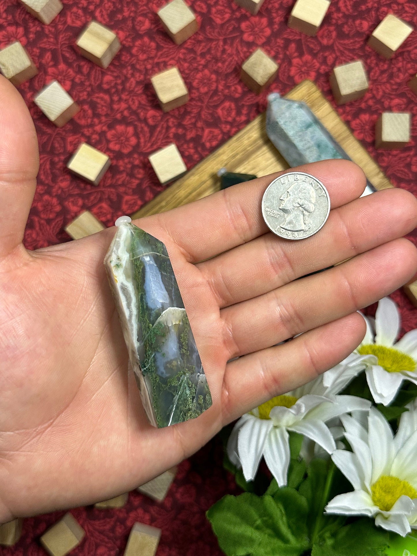 Natural Moss Agate Crystal Tower Point Moss Agate Obelisk Multiple Size Crystal Metaphysical Gift Or Healing Crystal Collection Home Decor