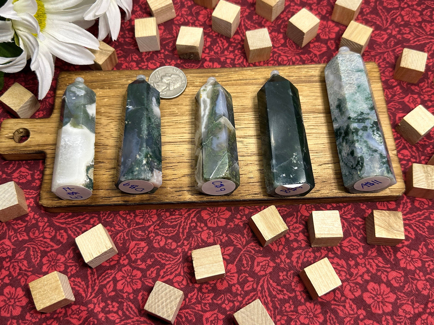 Natural Moss Agate Crystal Tower Point Moss Agate Obelisk Multiple Size Crystal Metaphysical Gift Or Healing Crystal Collection Home Decor