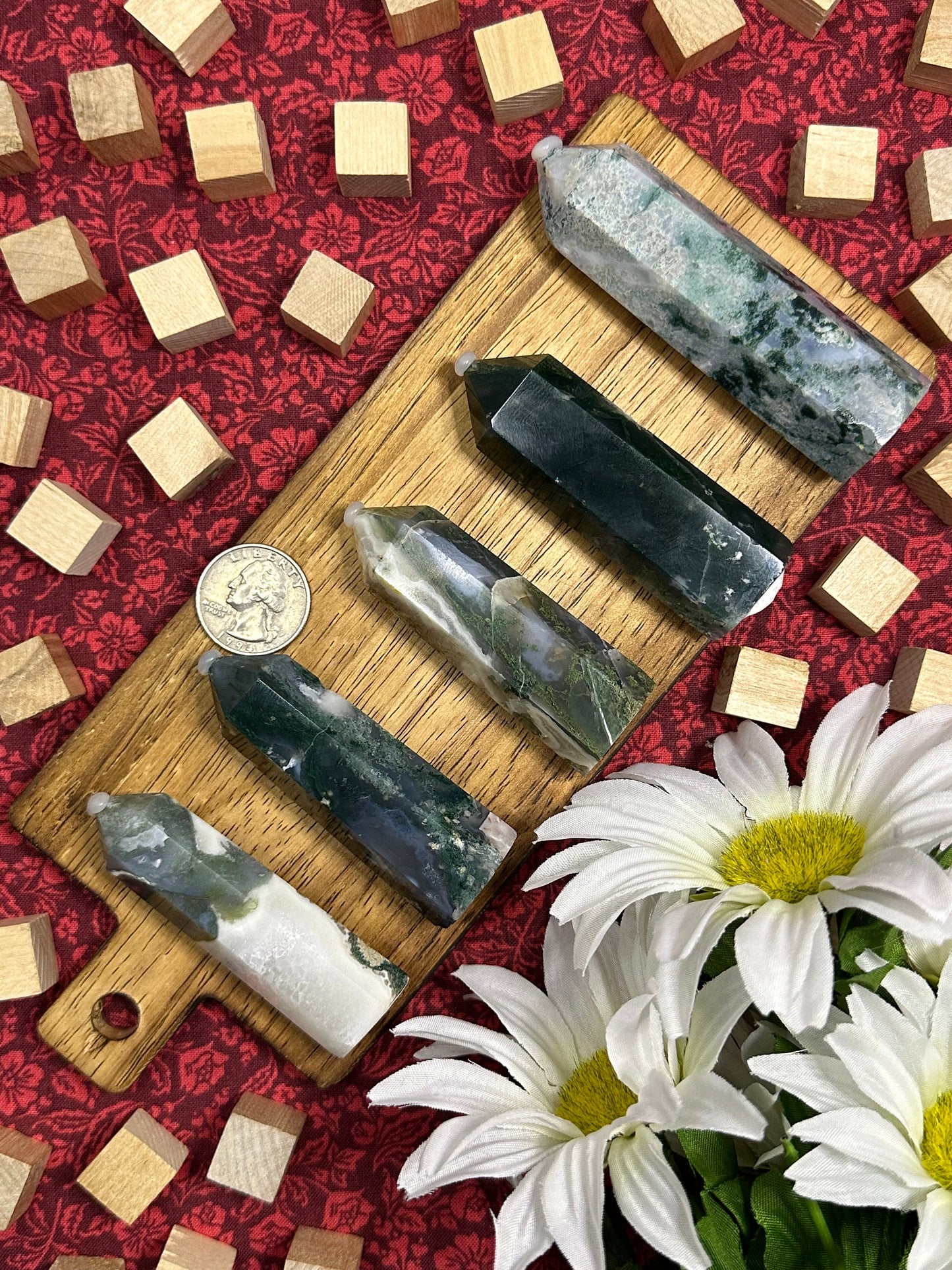 Natural Moss Agate Crystal Tower Point Moss Agate Obelisk Multiple Size Crystal Metaphysical Gift Or Healing Crystal Collection Home Decor