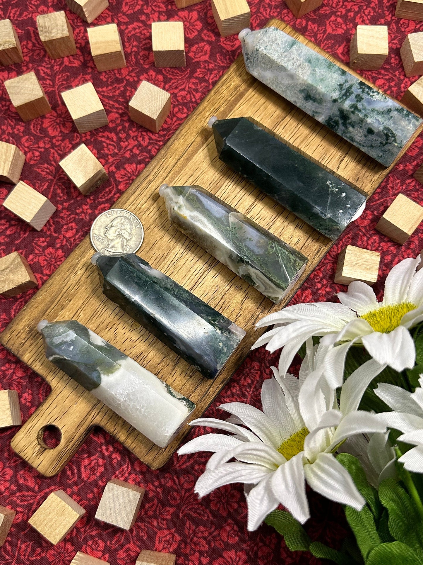 Natural Moss Agate Crystal Tower Point Moss Agate Obelisk Multiple Size Crystal Metaphysical Gift Or Healing Crystal Collection Home Decor