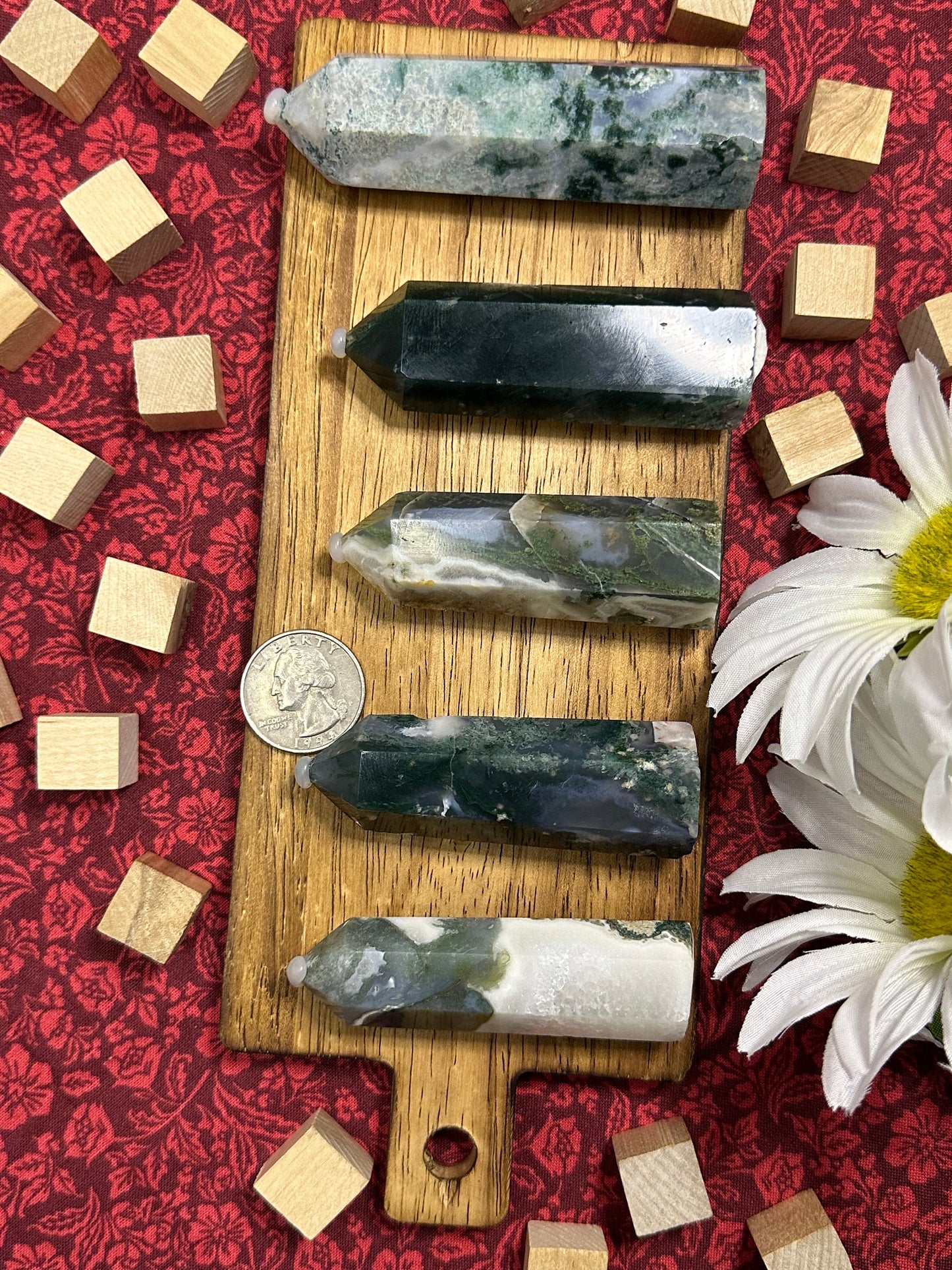 Natural Moss Agate Crystal Tower Point Moss Agate Obelisk Multiple Size Crystal Metaphysical Gift Or Healing Crystal Collection Home Decor