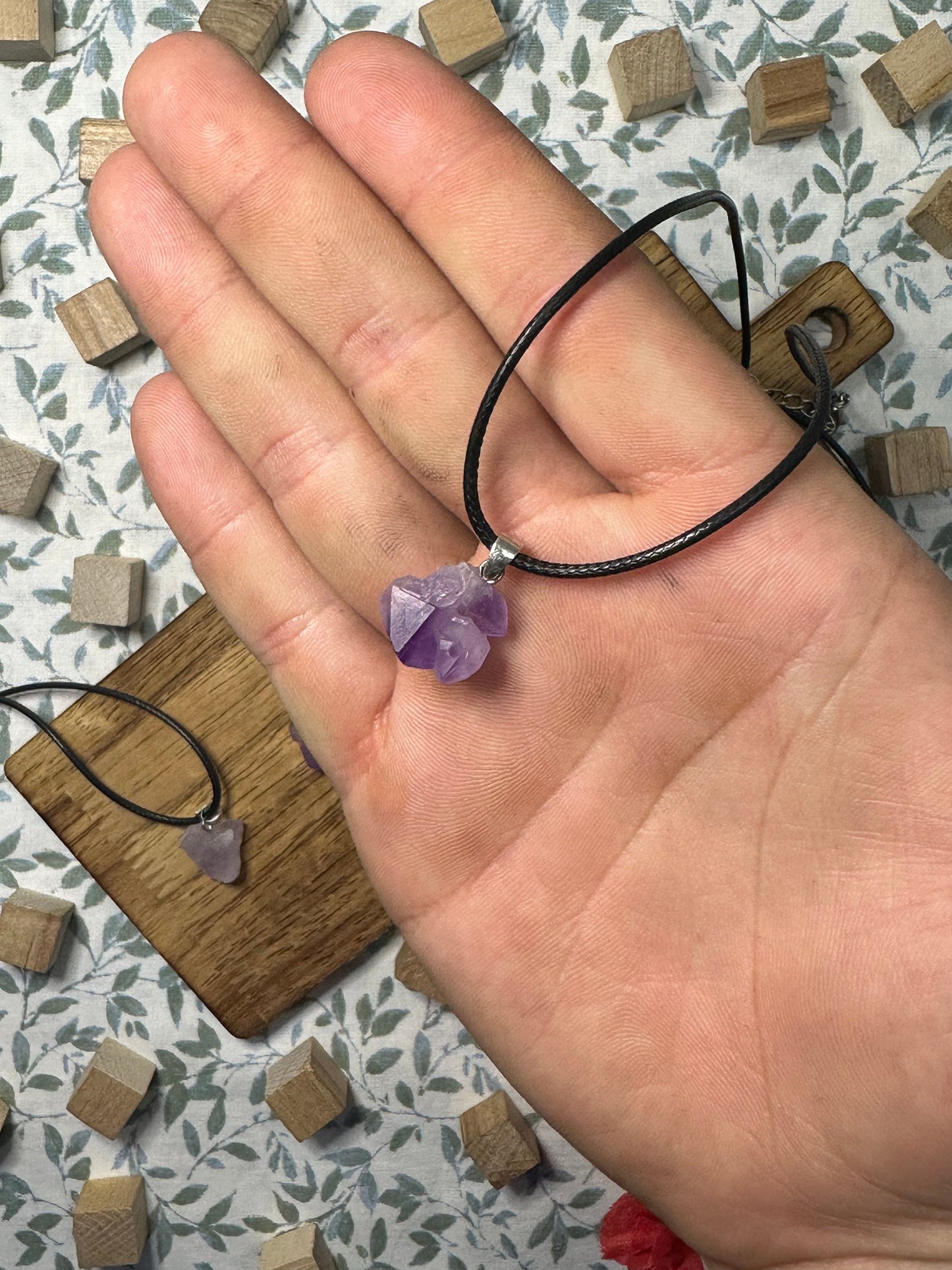 Raw Amethyst Crystal Necklace Natural Amethyst Crystal Pendant Necklace Beautiful Unisex Purple Crystal Amethyst Necklace 18 in. 1. 1/2 ft.