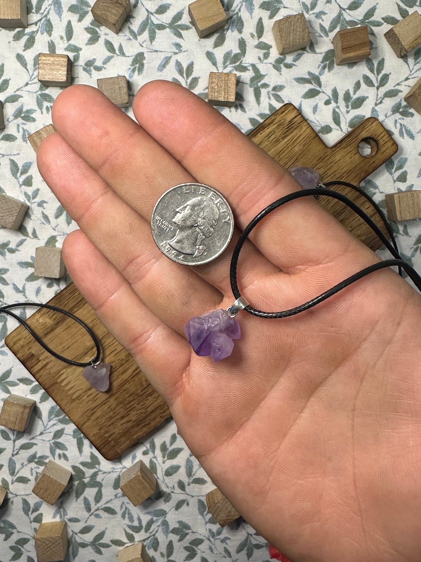 Raw Amethyst Crystal Necklace Natural Amethyst Crystal Pendant Necklace Beautiful Unisex Purple Crystal Amethyst Necklace 18 in. 1. 1/2 ft.