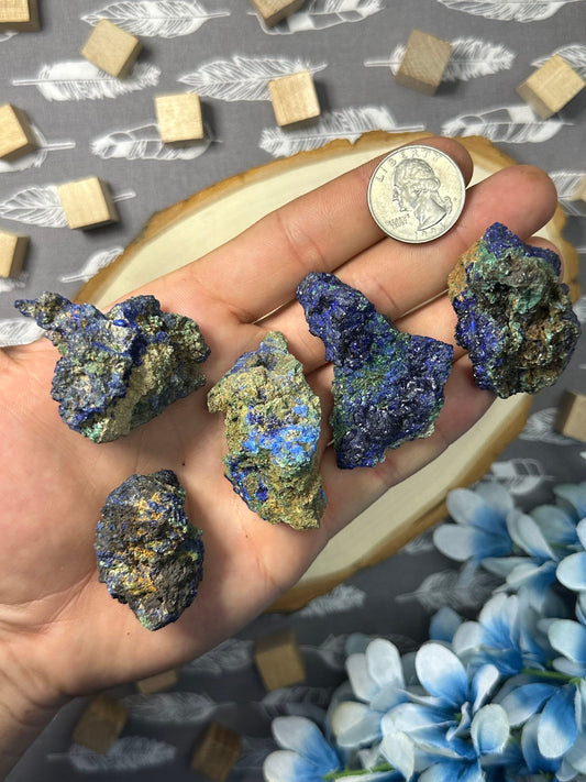 Raw Azurite Crystal Specimen Multiple Size High Quality Natural Blue Azurite Crystal Cluster Natural Raw Azurmalachite Crystal Chunk